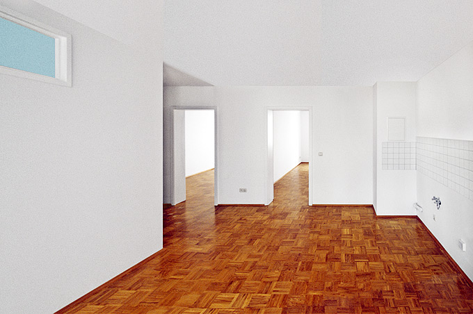 Robert Conrad: »Innenraum im Erdgeschoss, Bilddokumentation für das Planungsbüro«, Bild aus der Serie »Sanierung eines Wohnhauses in Leipzig Altlindenau, DE«